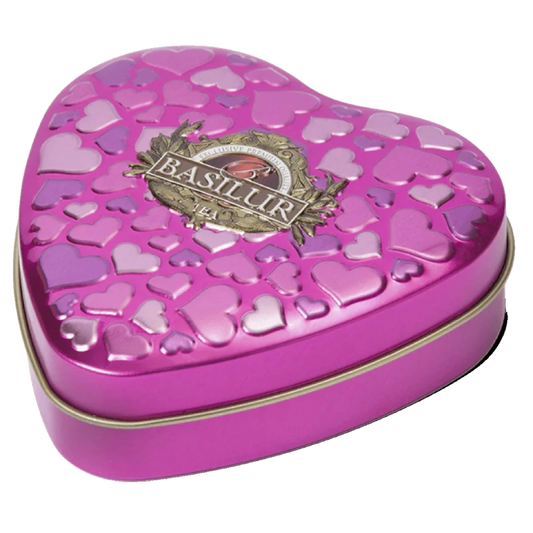 Lata de té verde con sabor helado cereza corazón Happiness 20 gramos - Basilur