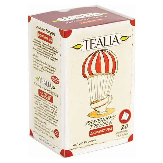 Caja con té negro frutal Raspberry Truffle 20 bolsas de pirámides